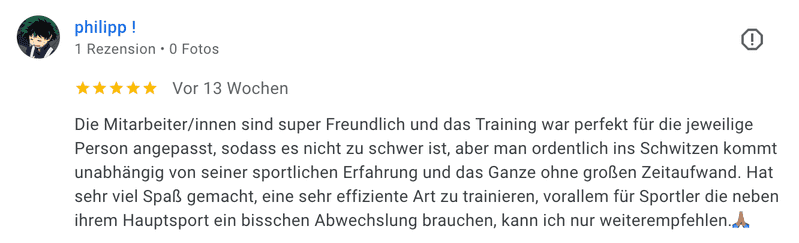 EMS Fitness Berlin Mitte - Bewertung