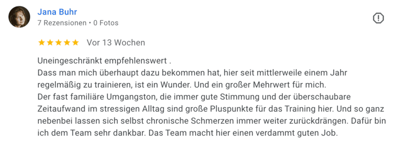 EMS Fitness Berlin Weißensee - Kundenbewertung